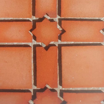 Baldosa artesanal a medida de barro cocido artesanal. suelos con forma de estrella