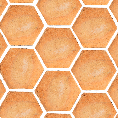 Losa baldosa de barro cocido artesanal con forma de hexágono. cerámico de barro hexagonal
